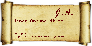 Jenet Annunciáta névjegykártya